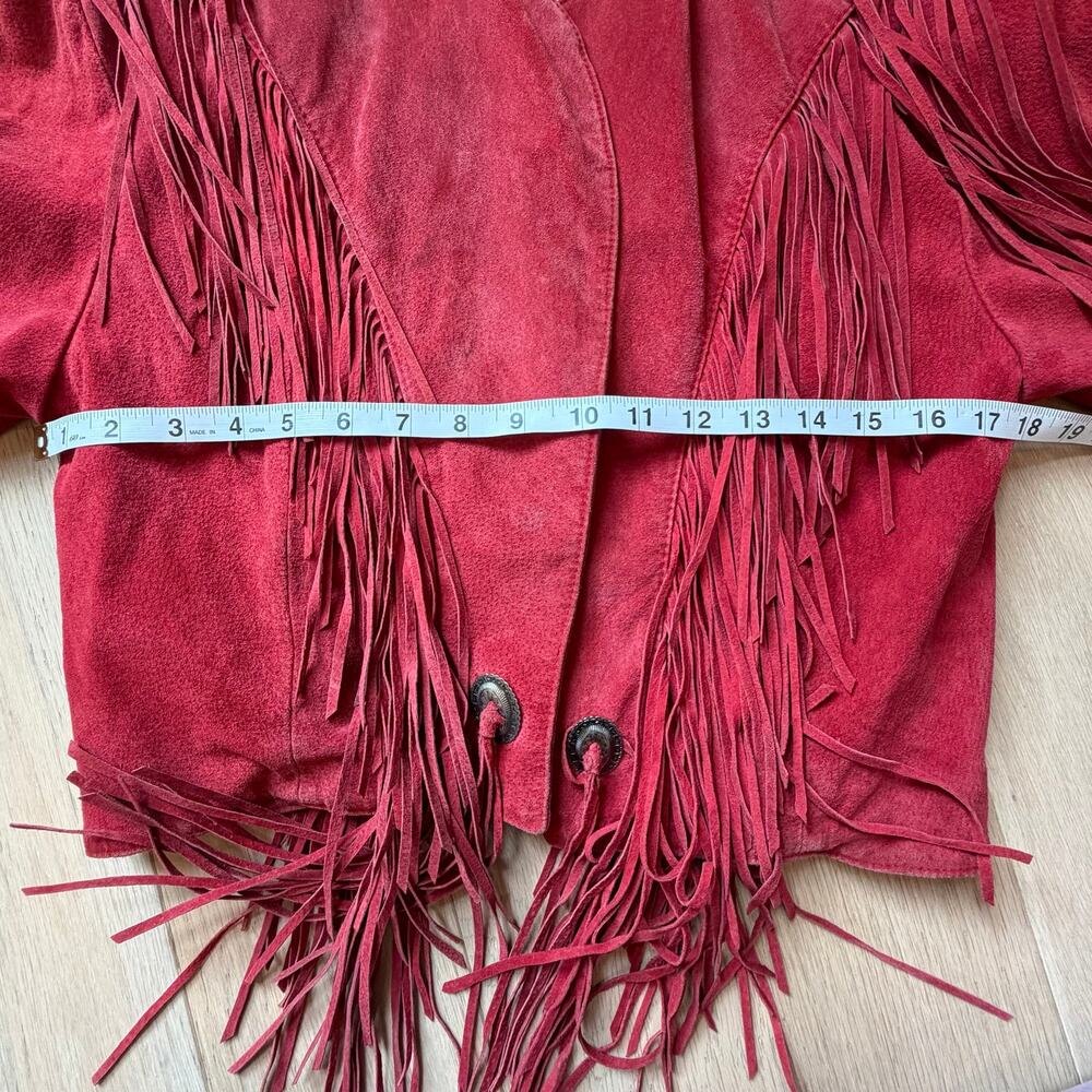 Vintage Scully Red Suede Leather Fringe Jacket Western Concho Women’s - Picture 6 of 12